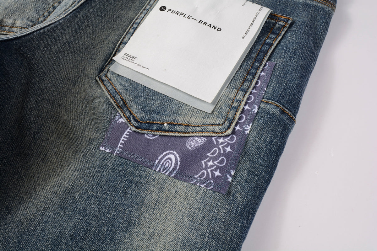 Men Streetwear Jeans Distressed Blue PatchPaint skinny Fit 9025