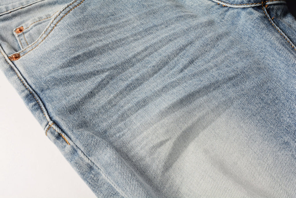 Men Streetwear Jeans Light Blue Ripped Graffiti Print Distressed skinny 9101