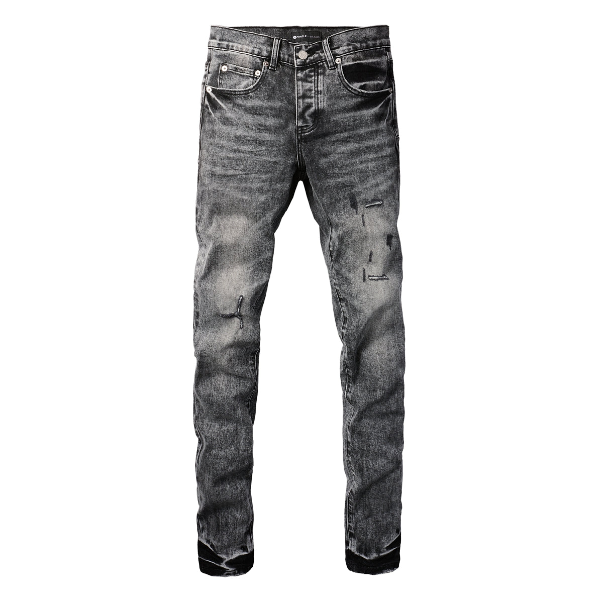 Men Distressed Grey Washed skinny Jeans Ripped Scratch style 9105