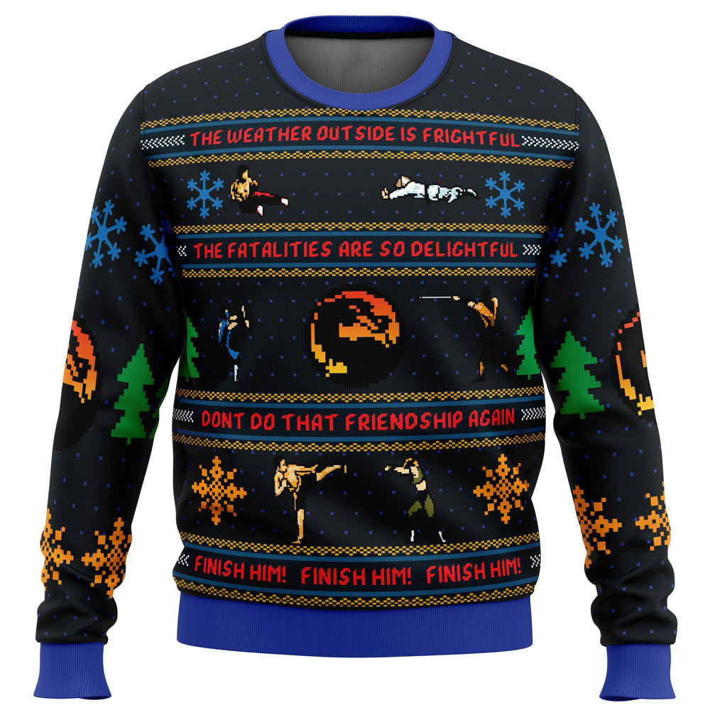 Finish Him! Mortal Kombat Ugly Christmas Sweater - 4XL