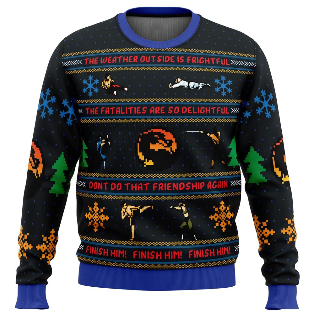Finish Him! Mortal Kombat Ugly Christmas Sweater - 5XL