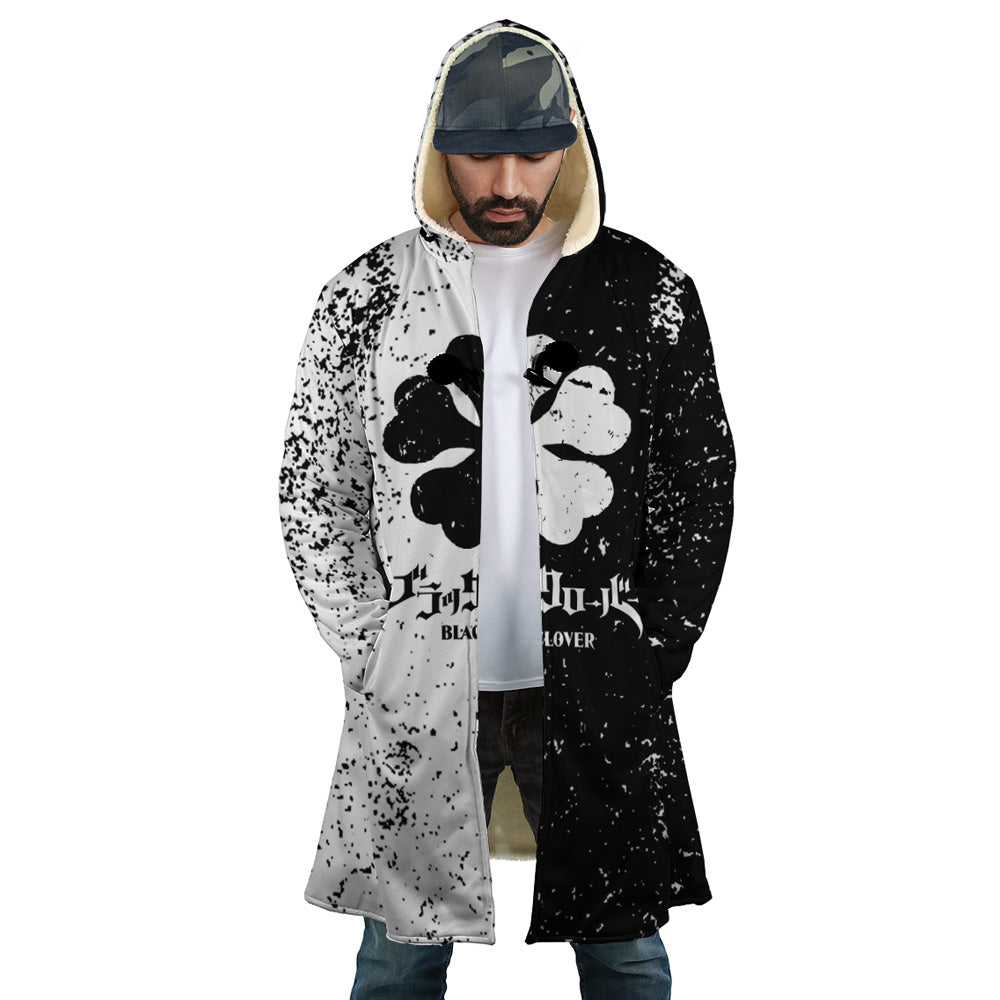 Five Leaf Black Clover Hooded Cloak Coat - S