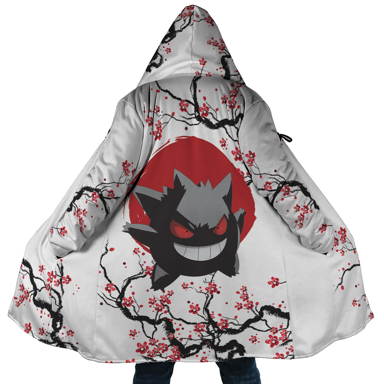 Pokemon Gengar Cherry Blossom Hooded Cloak Coat - 5XL