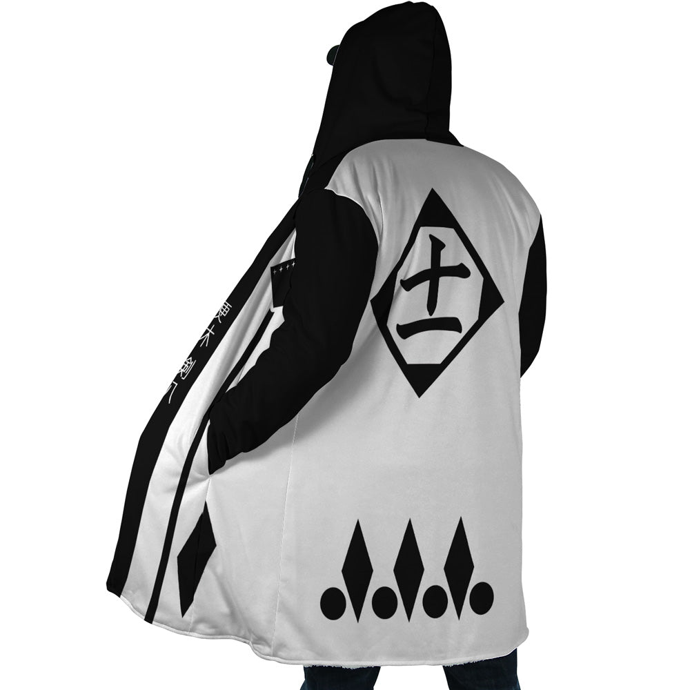 Gotei 13 11th Division Captain Kenpachi Zaraki Bleach Hooded Cloak Coat - L
