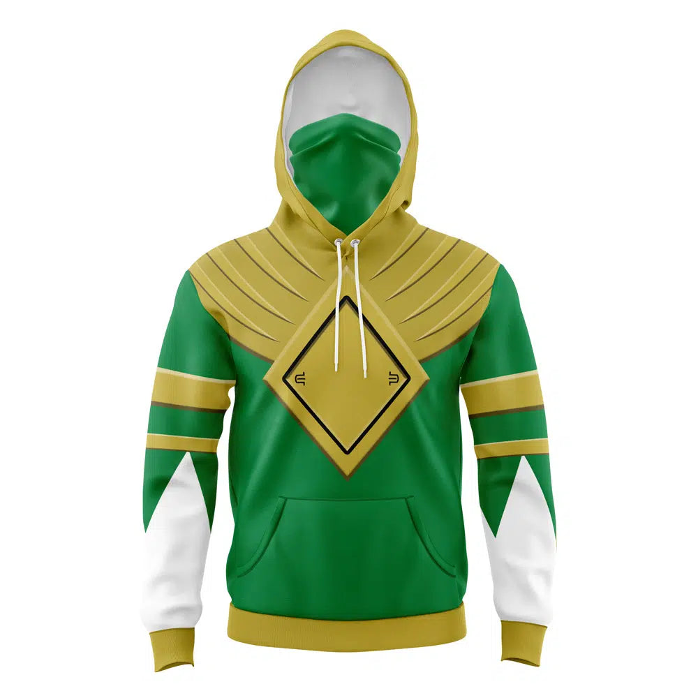 Green Ranger Gold Shield Power Rangers Masked Hoodie - 6XL