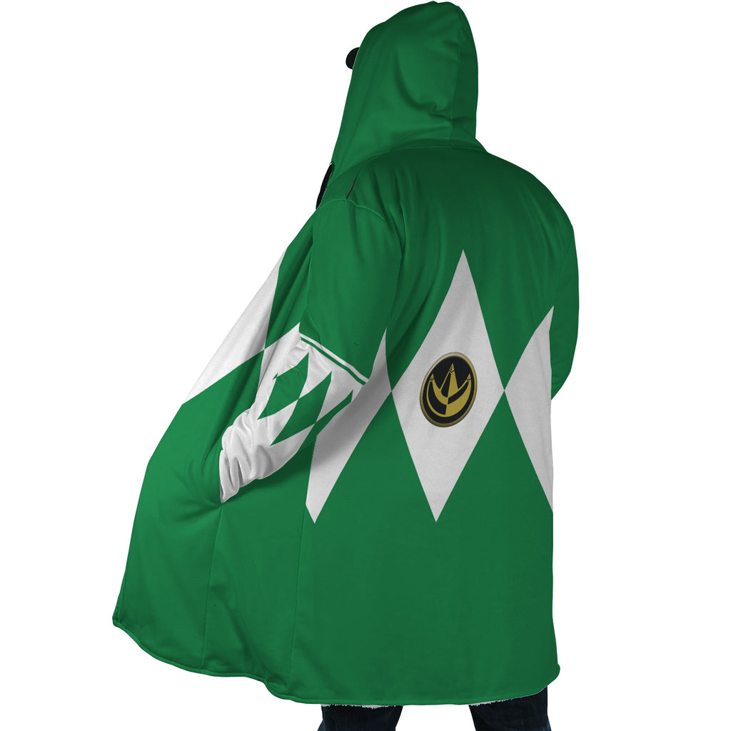 Green Ranger Mighty Morphin Power Rangers Hooded Cloak Coat - S