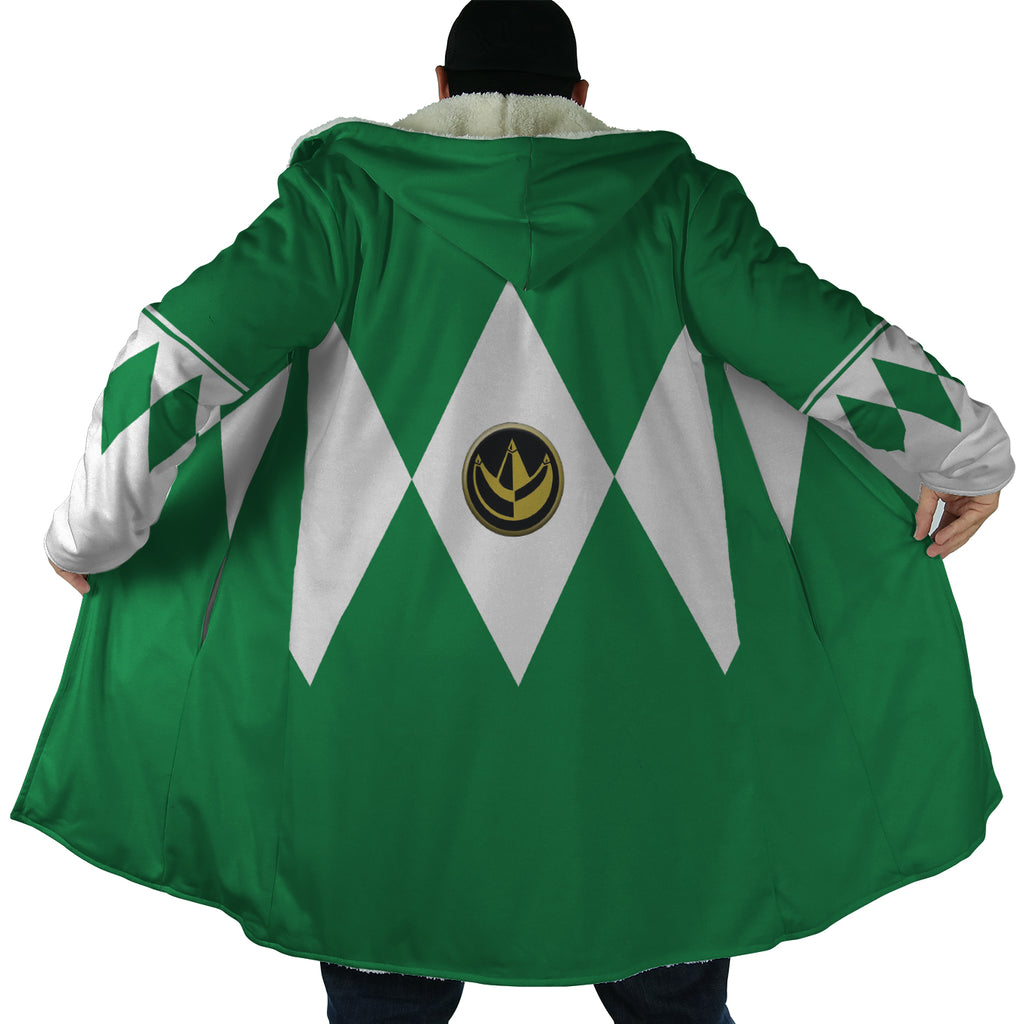 Green Ranger Mighty Morphin Power Rangers Hooded Cloak Coat - L