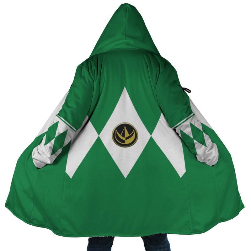 Green Ranger Mighty Morphin Power Rangers Hooded Cloak Coat - 3XL