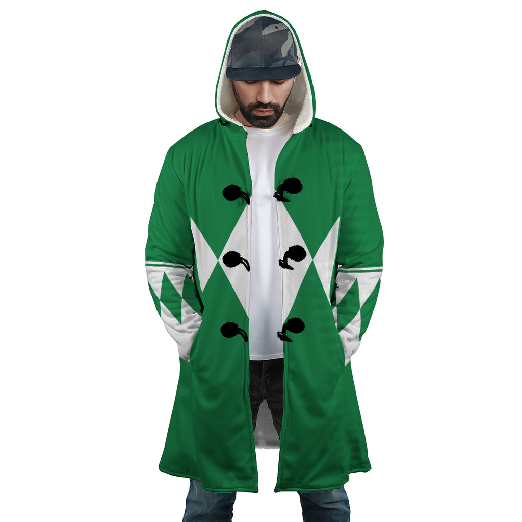 Green Ranger Mighty Morphin Power Rangers Hooded Cloak Coat - XL