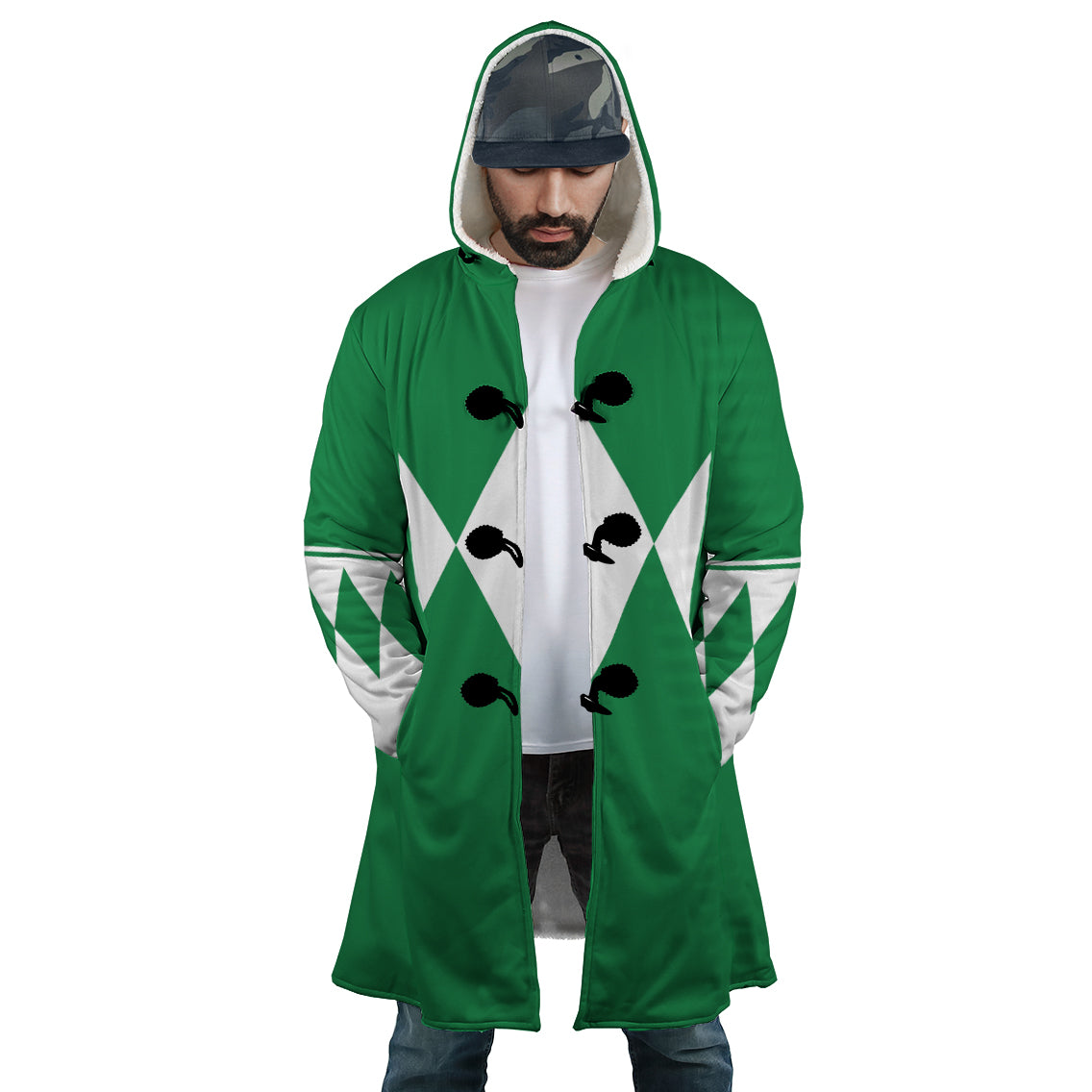 Green Ranger Mighty Morphin Power Rangers Hooded Cloak Coat - XL