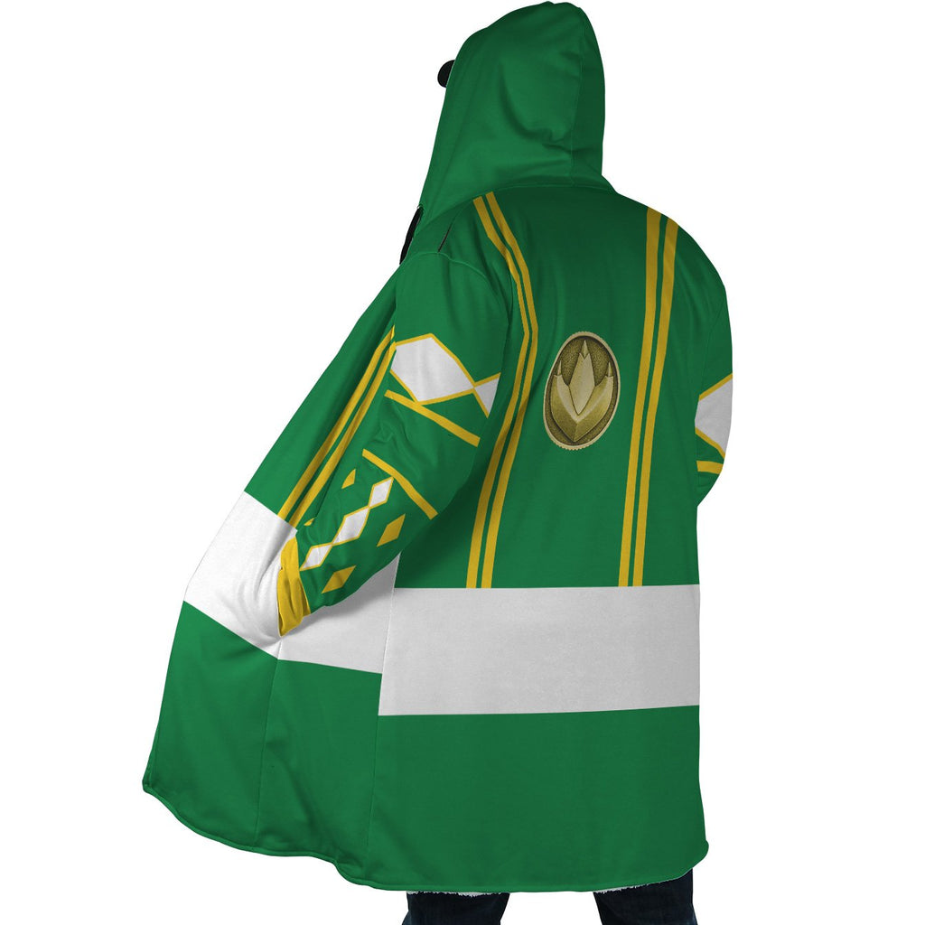 Green Ranger Ninjetti Mighty Morphin Power Rangers Hooded Cloak Coat - L
