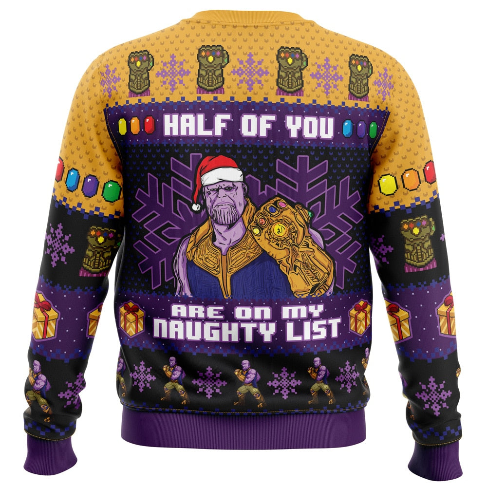 Half of You Are On The Naughty List Thanos Marvel Ugly Christmas Sweater - 5XL