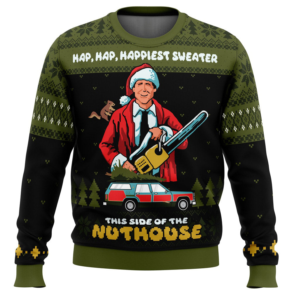 Hap, Hap, Happiest Sweater this Side of the Nuthouse National Lampoon’s Christmas Vacation Ugly Christmas Sweater - 4XL