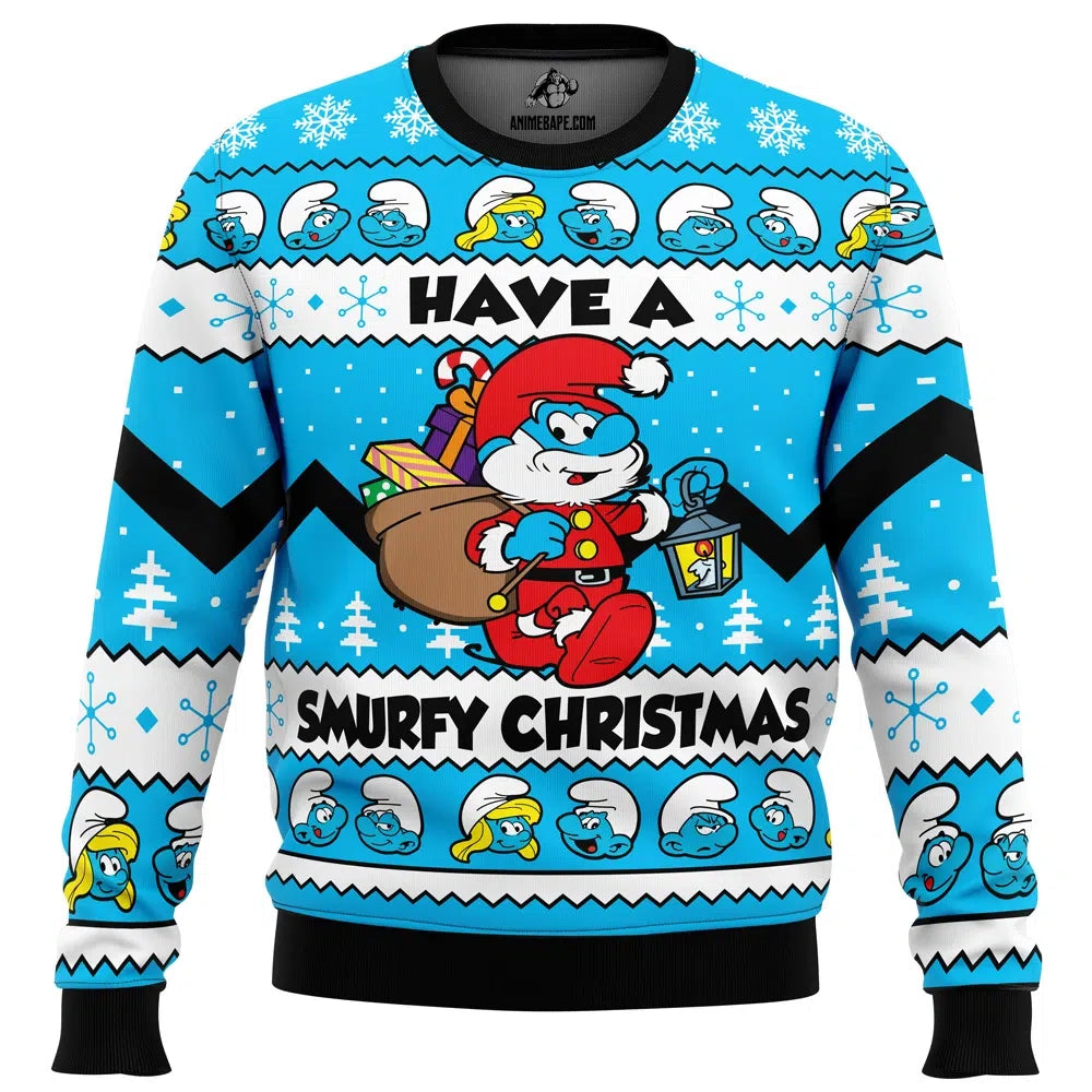 Have a Smurfy Christmas Smurfs Ugly Christmas Sweater - 6XL