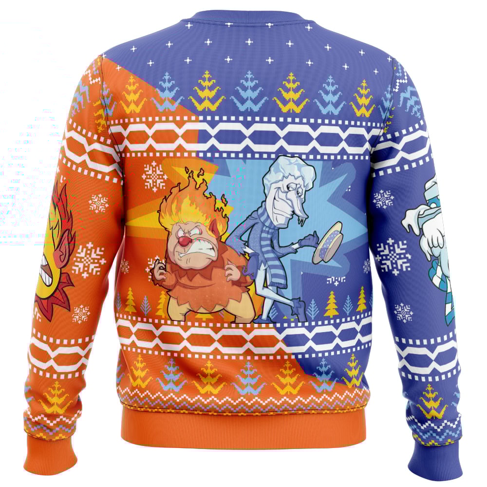 Heat and Snow Miser The Year Without a Santa Claus Ugly Christmas Sweater - 5XL