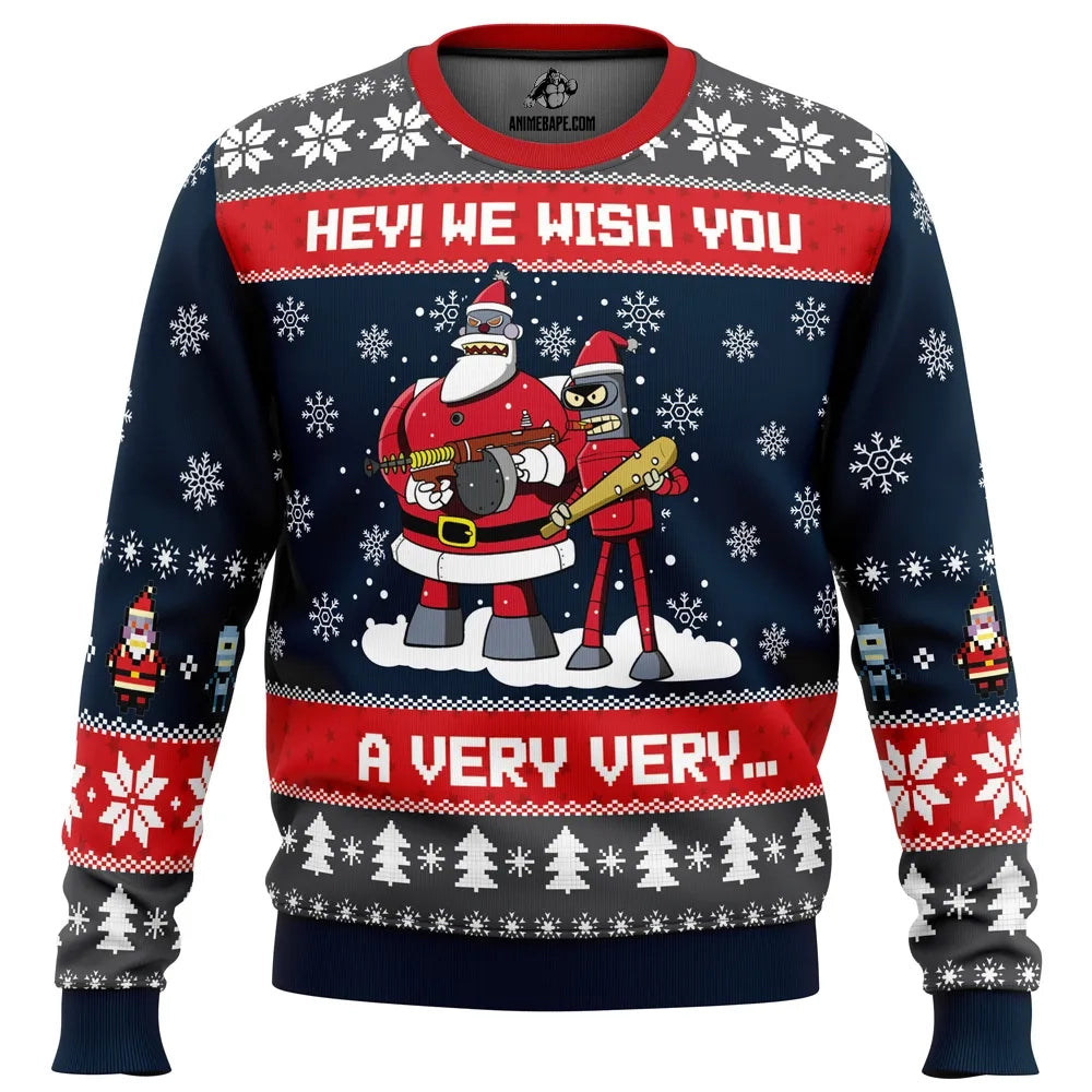 Hey! We Wish You a Futurama Ugly Christmas Sweater - 6XL