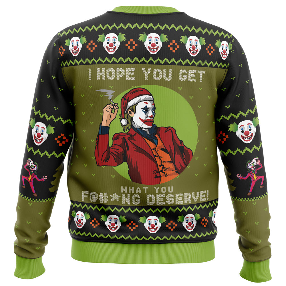I Hope You Get What You Deserve Joker DC Comics Ugly Christmas Sweater - 5XL