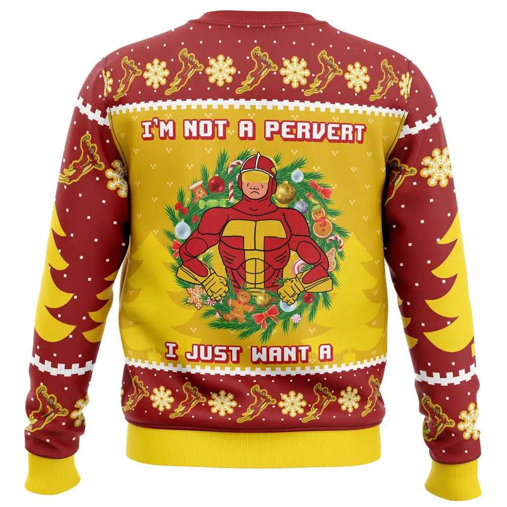 I’m not a pervert Turbo Man Ugly Christmas Sweater - 5XL