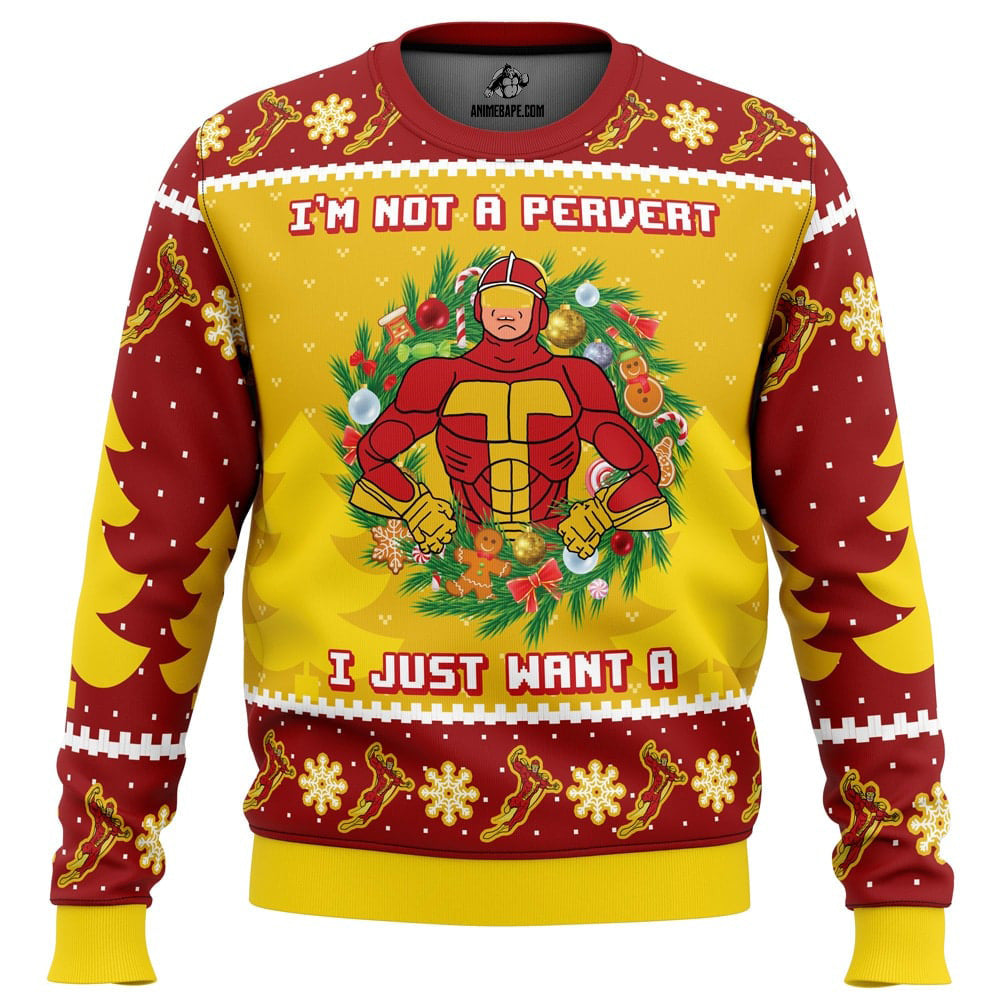 I’m not a pervert Turbo Man Ugly Christmas Sweater - 6XL