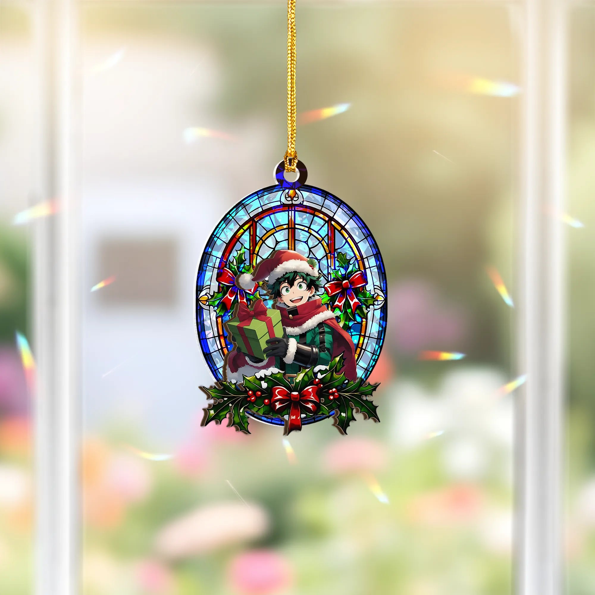 Izuku Midoriya My Hero Academia Wood Shattered Glass Hologram Ornament - 5 in