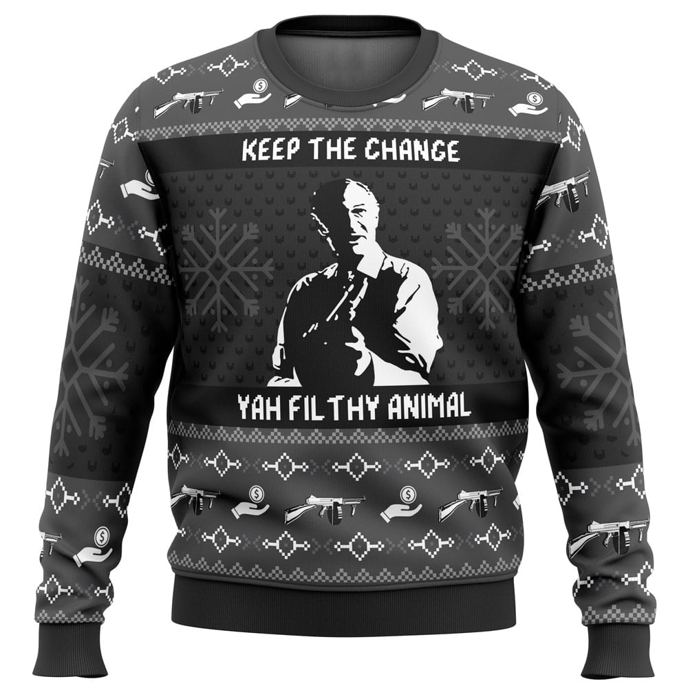 Keep the Change Yah Filthy Animal Home Alone Ugly Christmas Sweater - 5XL
