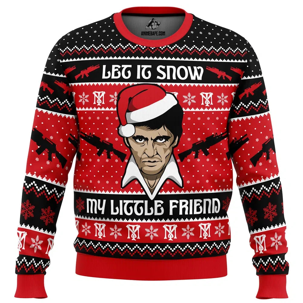 Let It Snow Scarface Ugly Christmas Sweater - 6XL
