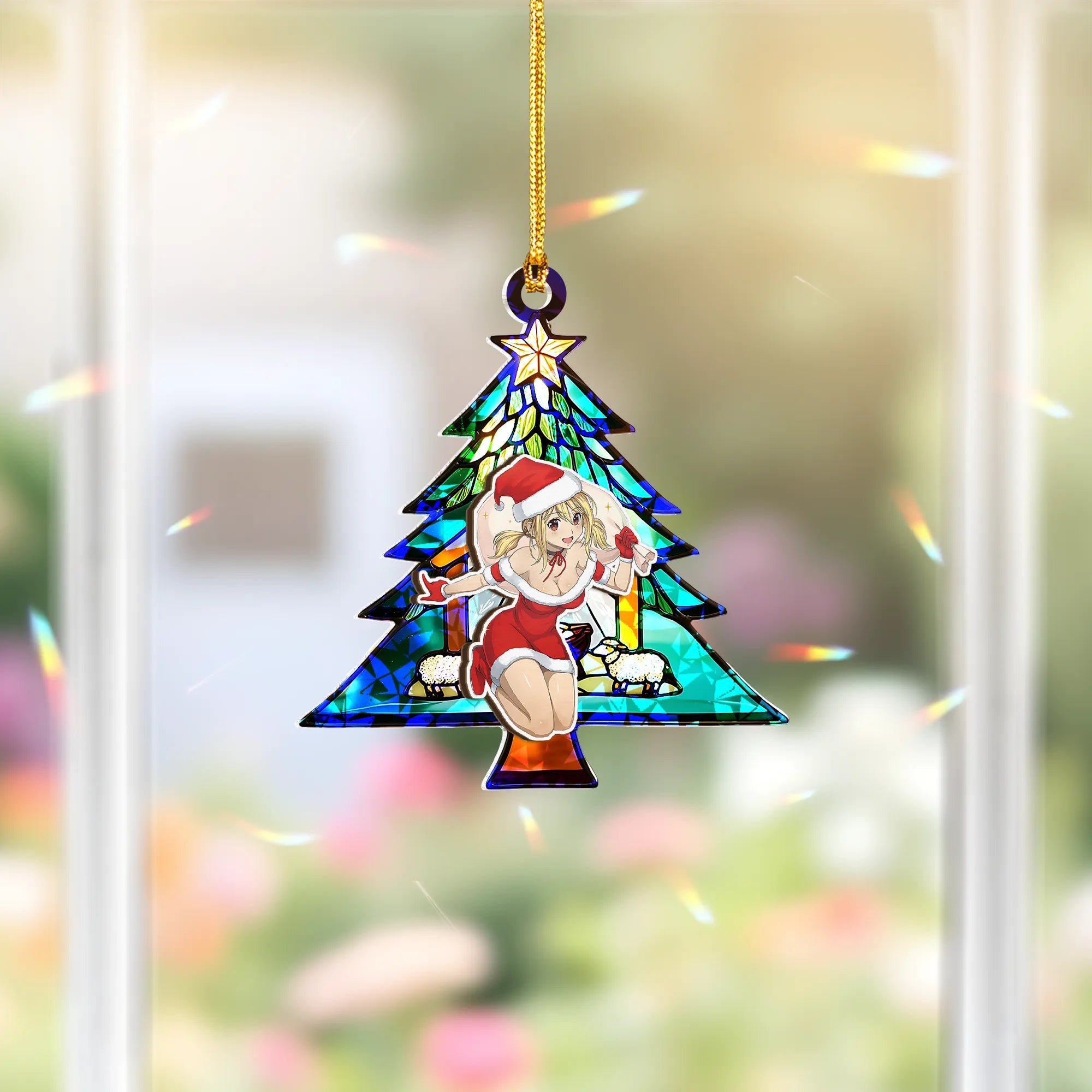 Lucy Heartfilia Fairy Tail Wood Shattered Glass Hologram Ornament - 5 in