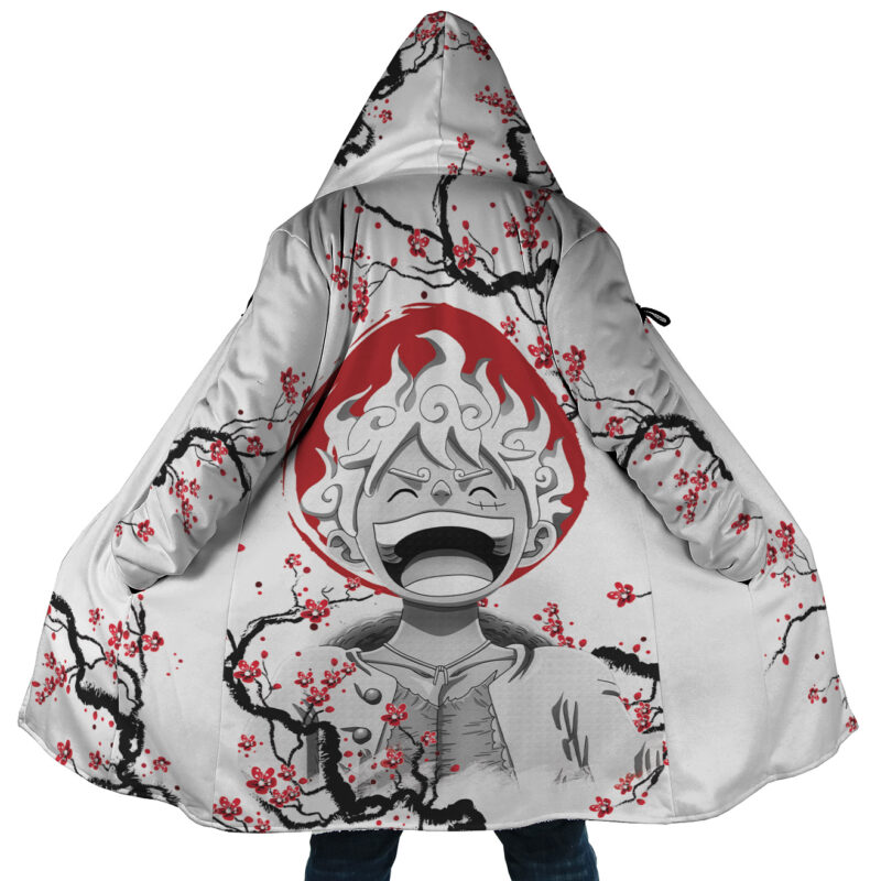 Luffy Gear 5 Cherry Blossom One Piece Pirates Hooded Cloak Coat - 3XL