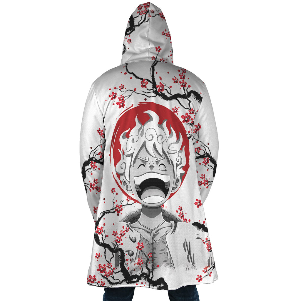 Luffy Gear 5 Cherry Blossom One Piece Pirates Hooded Cloak Coat - 2XL
