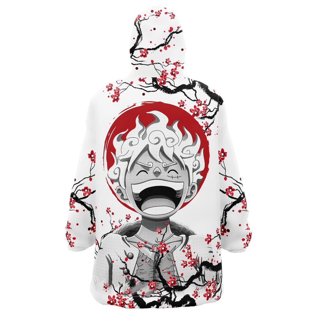 Luffy Gear 5 Cherry Blossom One Piece Pirates Oversized Blanket Hoodie - 3XL