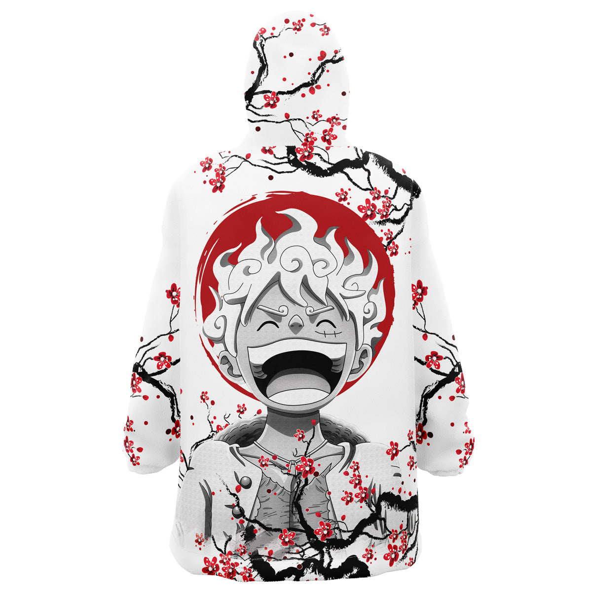 Luffy Gear 5 Cherry Blossom One Piece Pirates Oversized Blanket Hoodie - 3XL