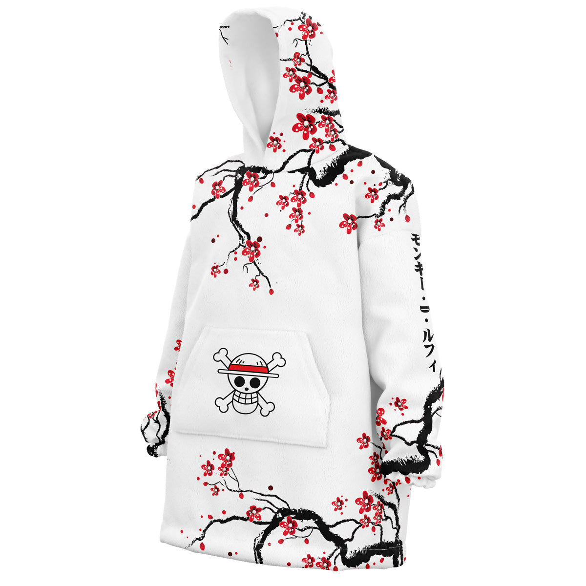 Luffy Gear 5 Cherry Blossom One Piece Pirates Oversized Blanket Hoodie - L