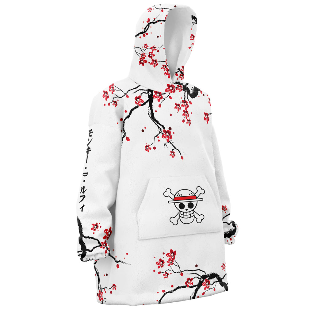 Luffy Gear 5 Cherry Blossom One Piece Pirates Oversized Blanket Hoodie - M