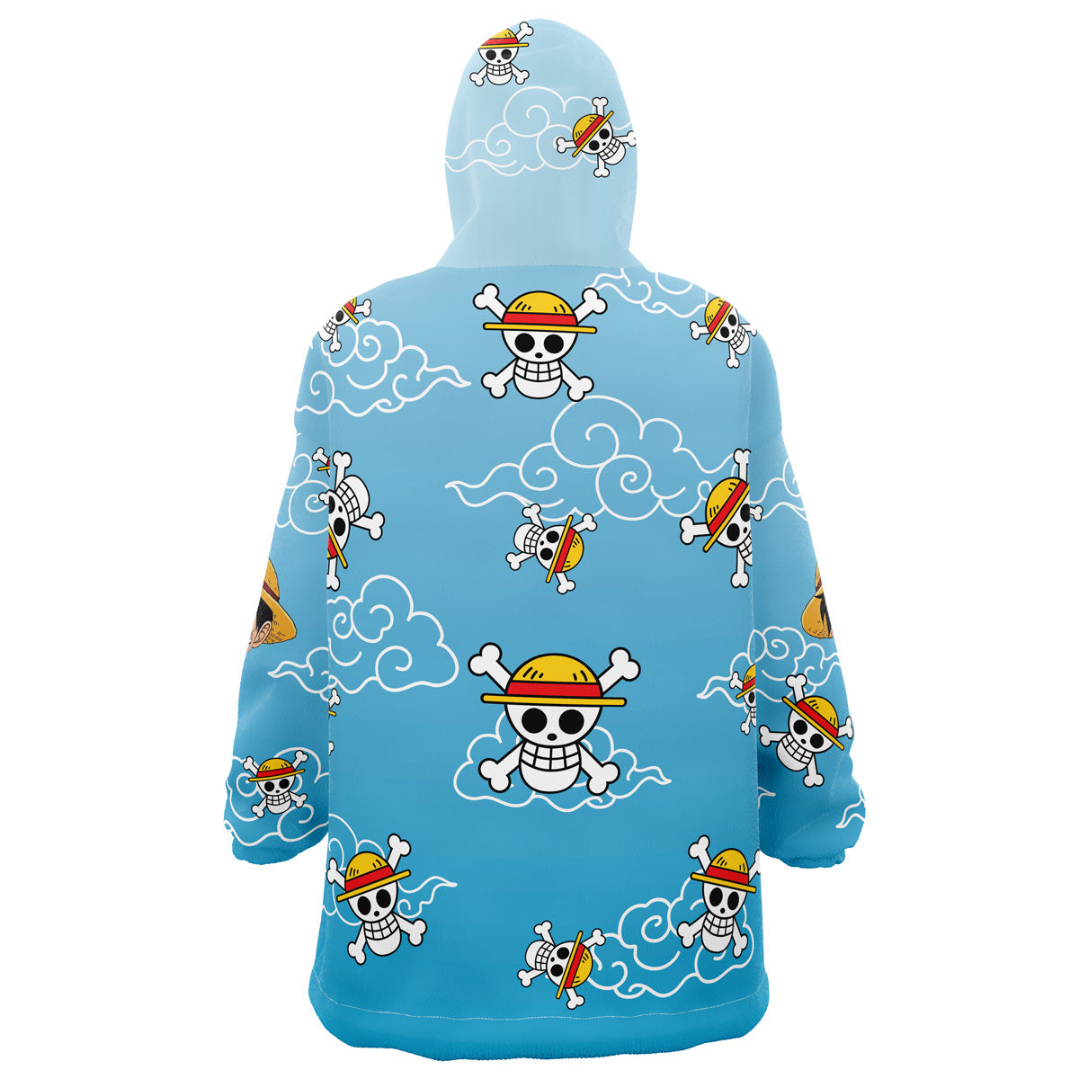 Luffy Pattern One Piece Pirates Oversized Blanket Hoodie - L