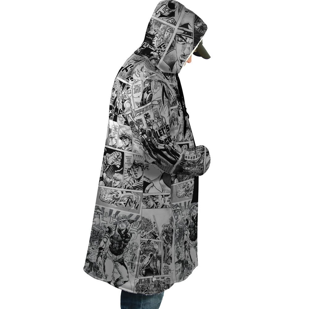 Manga Panels Jojo’s Bizarre Adventure Hooded Cloak Coat - M