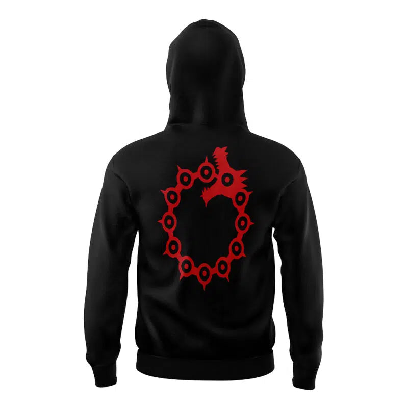Meliodas Dragon Wrath Seven Deadly Sins Masked Hoodie - L