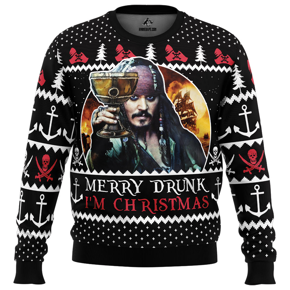 Merry Drunk I’m Christmas Pirates of the Caribbean Ugly Christmas Sweater - 6XL