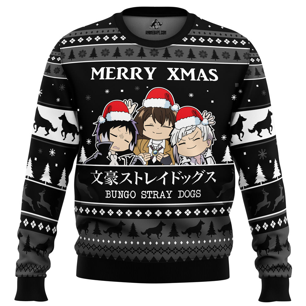 Merry Xmas Bungo Stray Dogs Ugly Christmas Sweater - 6XL