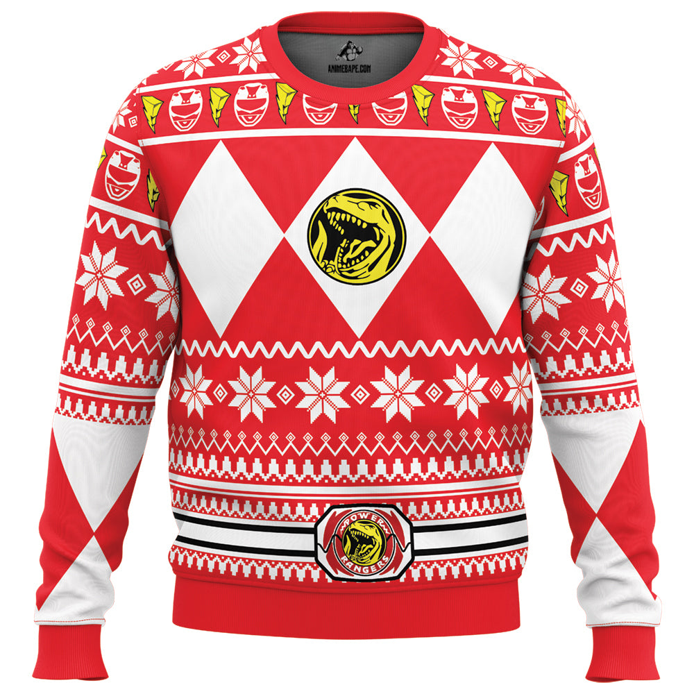 Mighty Morphin Red Ranger Power Rangers Ugly Christmas Sweater - 6XL