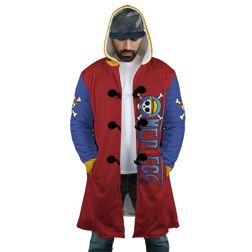 Monkey D Luffy Gear 5 Sea Wave One Piece Hooded Cloak Coat - S