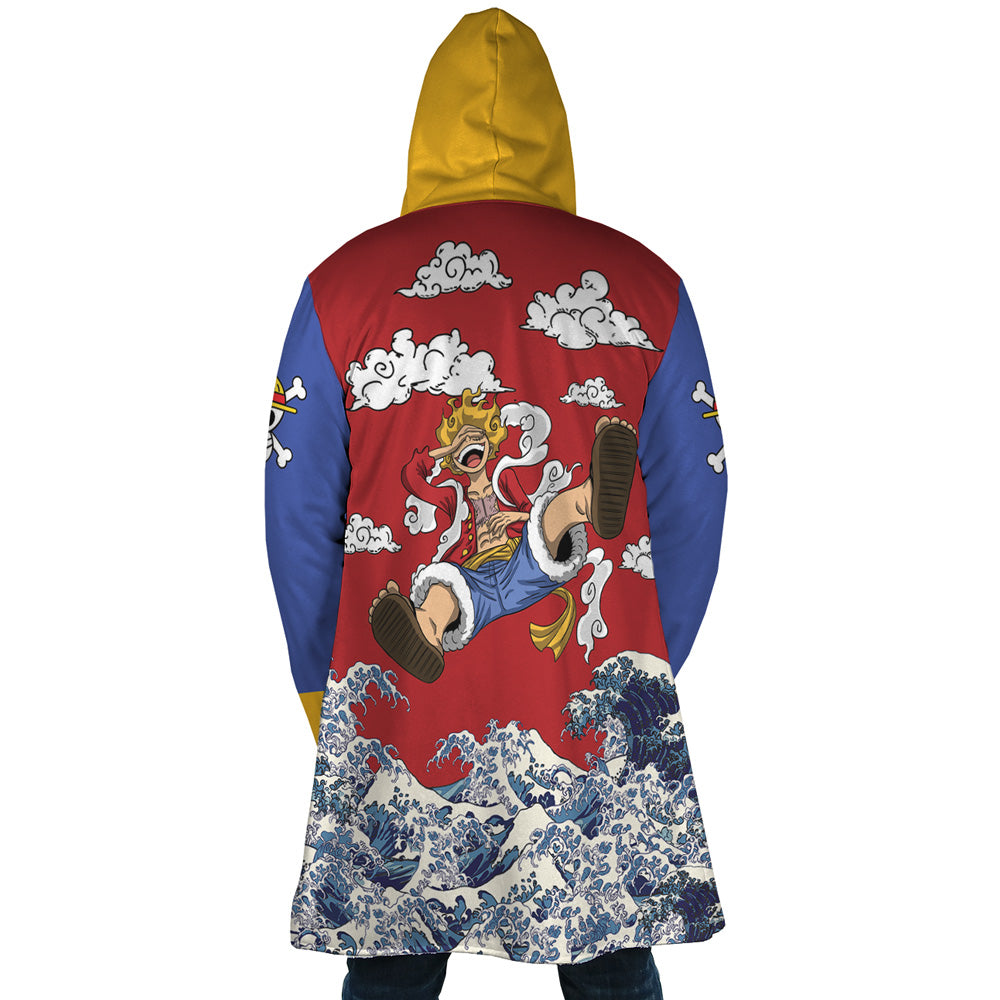 Monkey D Luffy Gear 5 Sea Wave One Piece Hooded Cloak Coat - XL