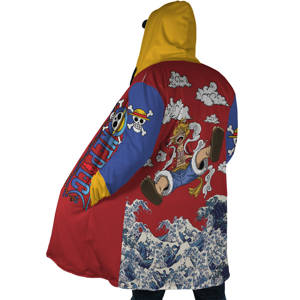Monkey D Luffy Gear 5 Sea Wave One Piece Hooded Cloak Coat - L