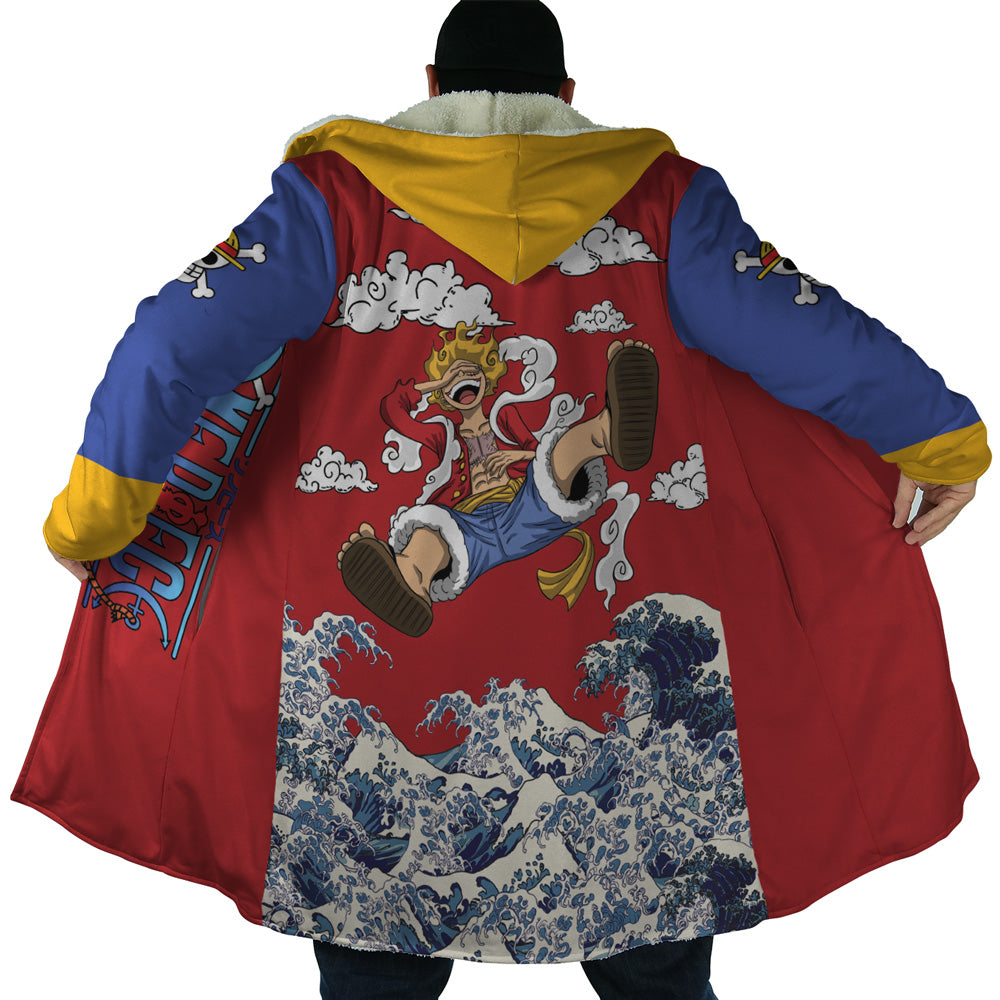 Monkey D Luffy Gear 5 Sea Wave One Piece Hooded Cloak Coat - 2XL