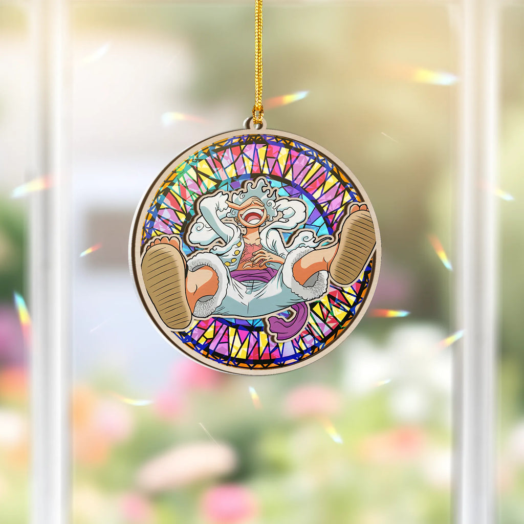 Monkey D. Luffy One Piece Wood Shattered Glass Hologram Ornament - 5 in