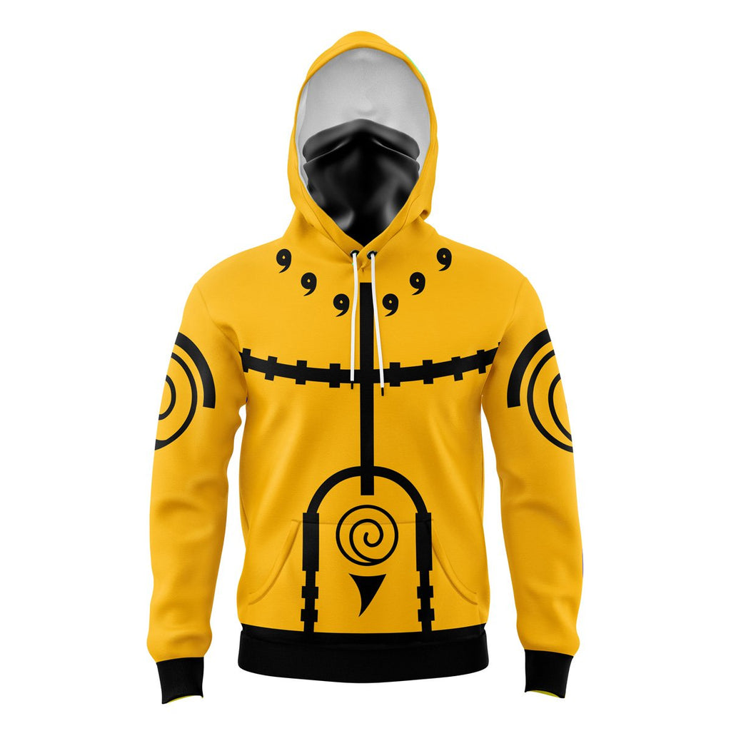 Nine-Tails Chakra Mode Naruto Masked Hoodie - 6XL