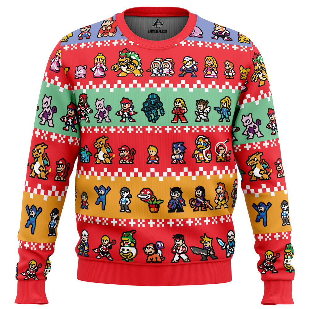 Pixel Smash Super Smash Bros Ugly Christmas Sweater - 6XL