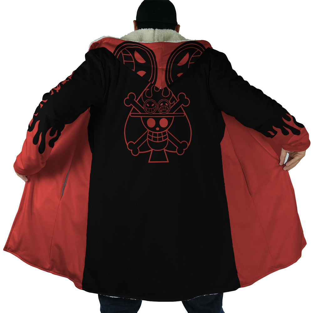 Red and Black Portgas d Ace’s Arc One Piece Hooded Cloak Coats - 2XL