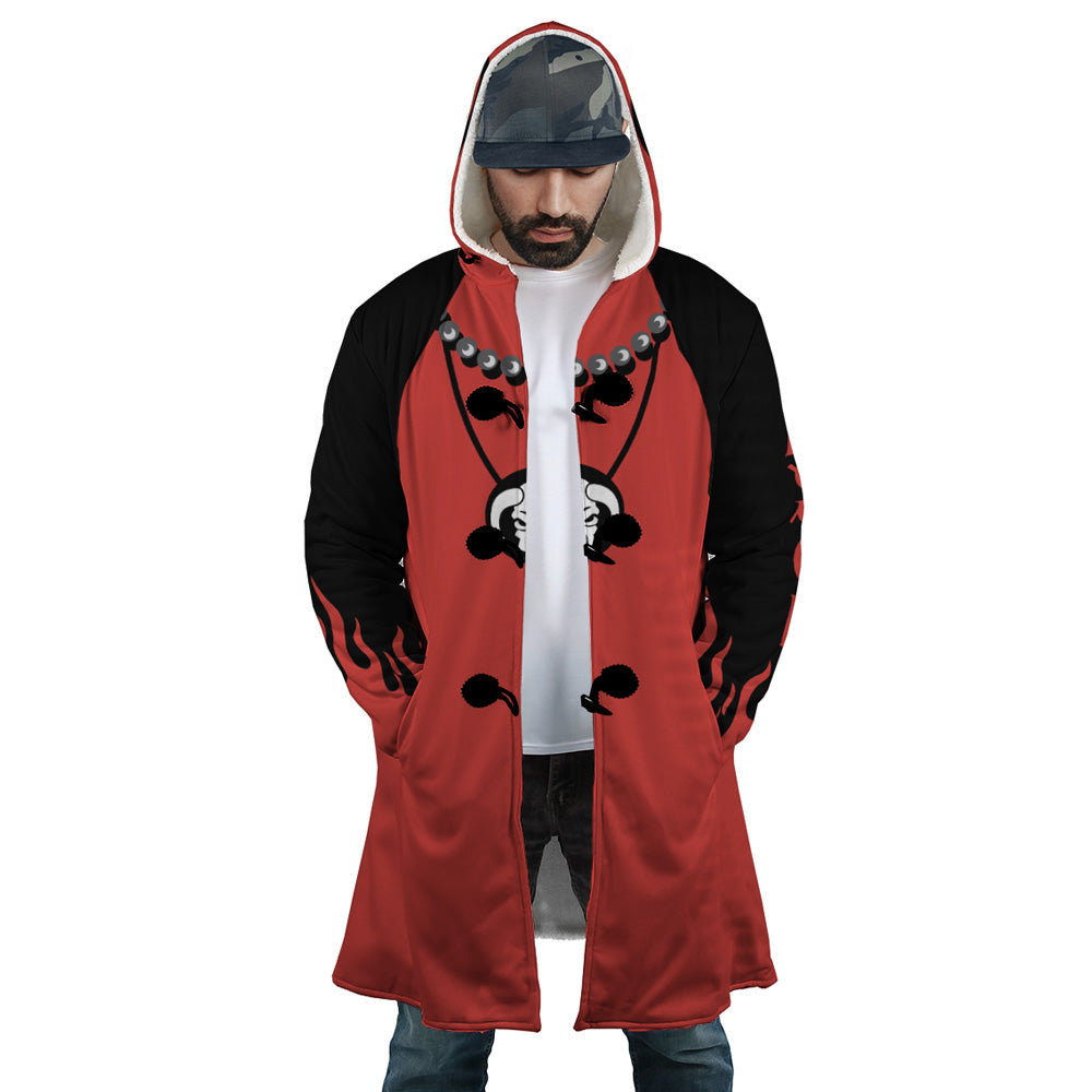 Red and Black Portgas d Ace’s Arc One Piece Hooded Cloak Coats - S