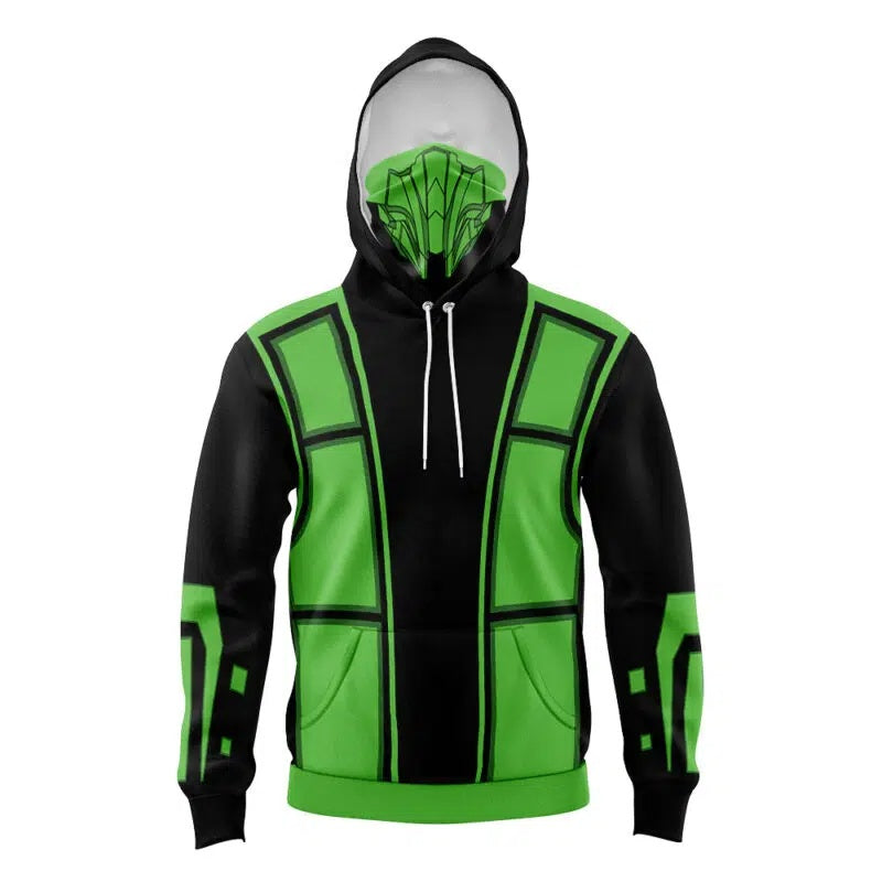 Reptile Mortal Kombat Masked Hoodie - L