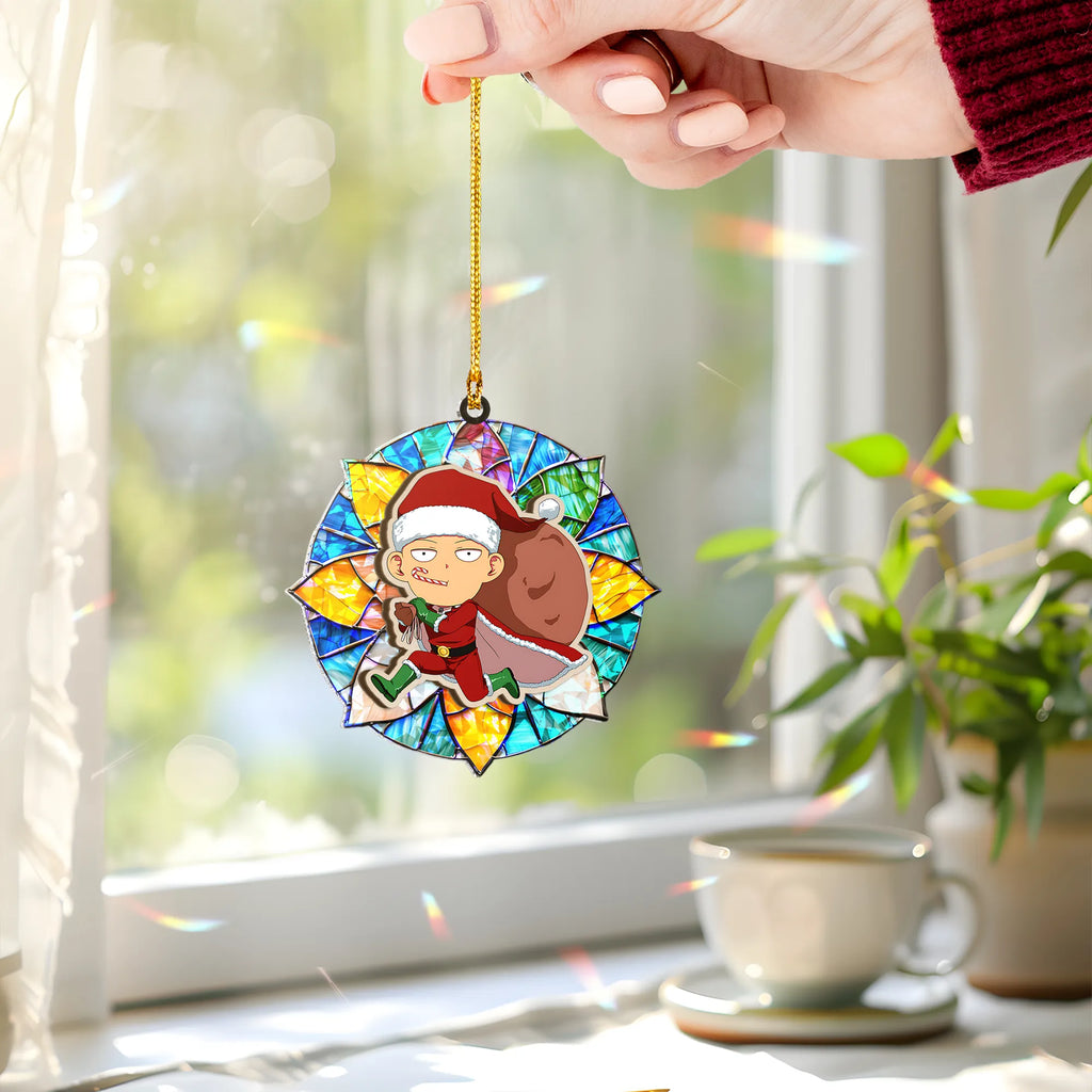 Saitama One Punch Man Wood Shattered Glass Hologram Ornament - 5 in